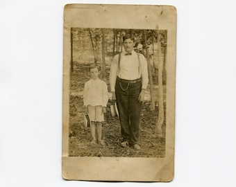 Straw hats, antique rppc photo