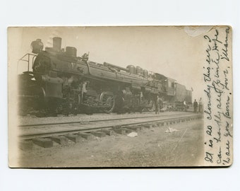 Train, antique rppc photo, Michigan