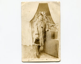 Cute bag, vintage African American rppc photo