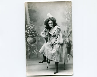 Casual, antique rppc photo