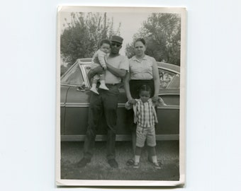 Family of four, vintage African American snapshot photo
