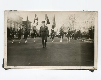 Color guard, vintage snapshot photo