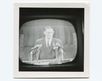 Estes Kefauver on the TV, vintage snapshot photo