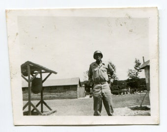 Military man, small snapshot photo