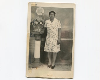 Flower basket, vintage African American studio photo