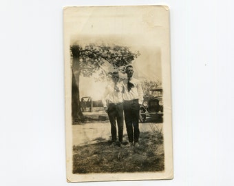 Birds of a feather, antique snapshot photo