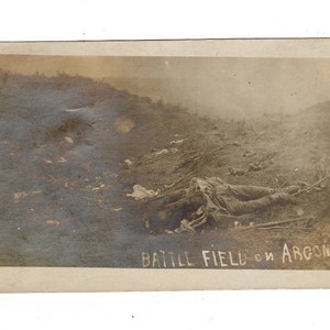 Rare, battlefield on argonne, ww1 rppc photo