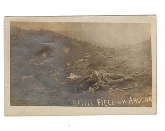 Rare, battlefield on argonne, ww1 rppc photo