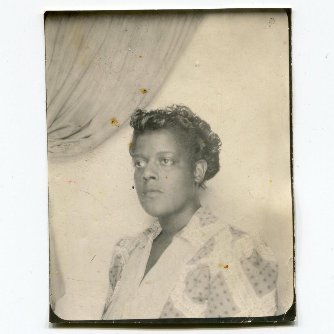 Straight-faced, Vintage Photo Booth Photo, African American Woman - Etsy