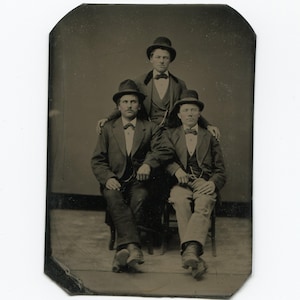 Trio, antique tintype photo
