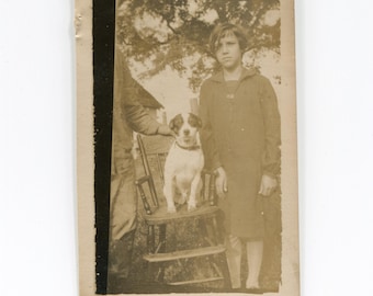 Chair for the dog, small vintage snapshot photo