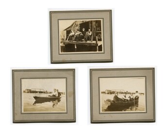 Fishermen, lot of three antique cabinet card photos