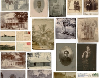 Identified Methodist missionaries in Africa, Kambini, 1890s, Antique Photo Lot