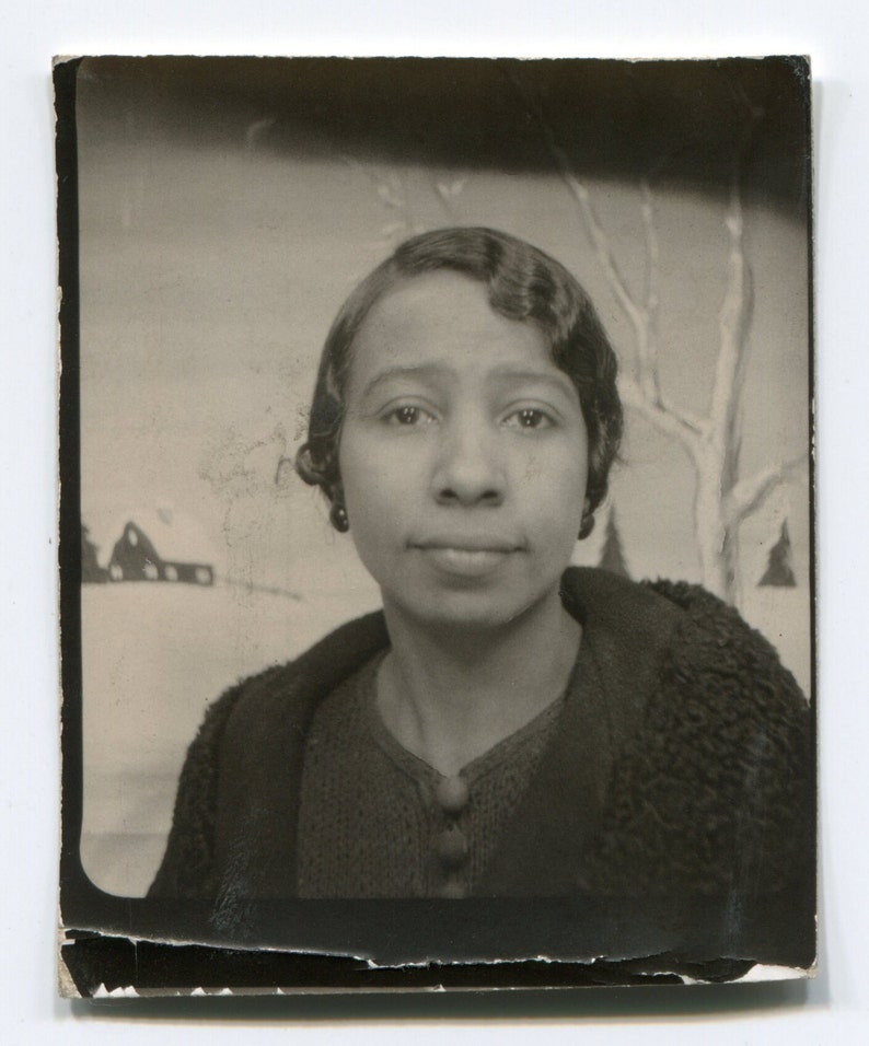 Winter wonderland, vintage African American photo booth photo image 2