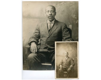 Original and an enlargement, antique African American photo lot