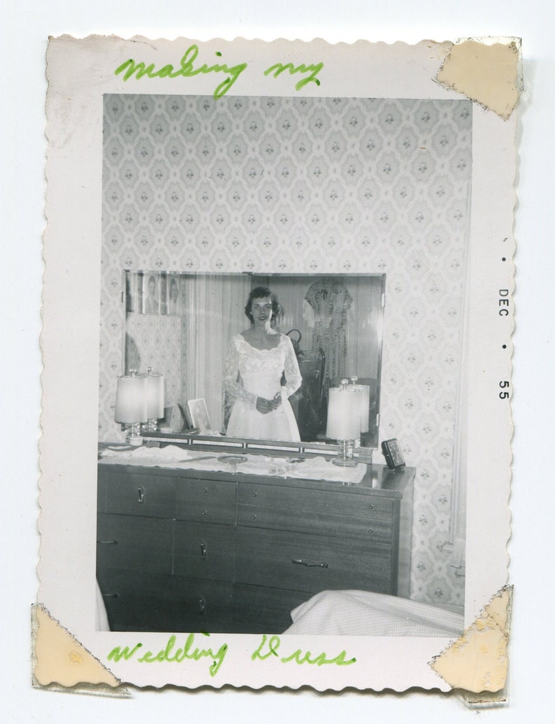 Making my wedding dress, vintage snapshot photo lot image 2