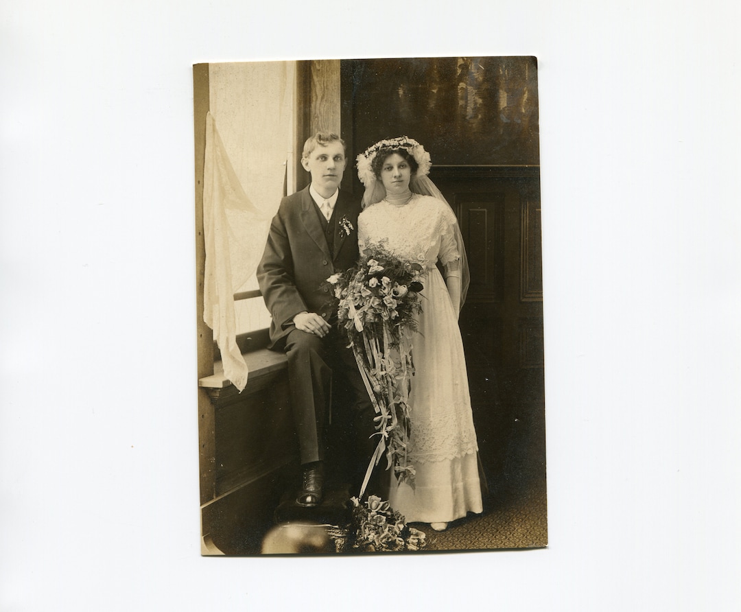 Borrowed Suit on His Wedding Day Antique Studio Photo Etsy