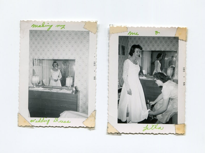 Making my wedding dress, vintage snapshot photo lot image 1