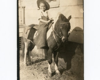 Cowboy, vintage itinerant photo, African American boy