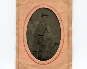 Dandy, photo ancienne sur plaque de fer-blanc