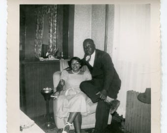 Couple of the hour, vintage snapshot photo, African American couple