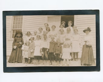 School room. antique rppc photo