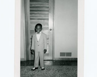 Little man, vintage snapshot photo, African American man