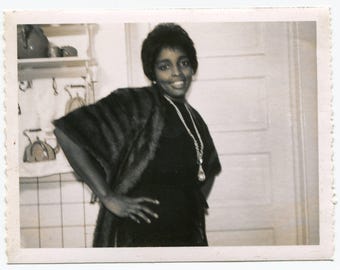 Finery, vintage snapshot photo, African American woman