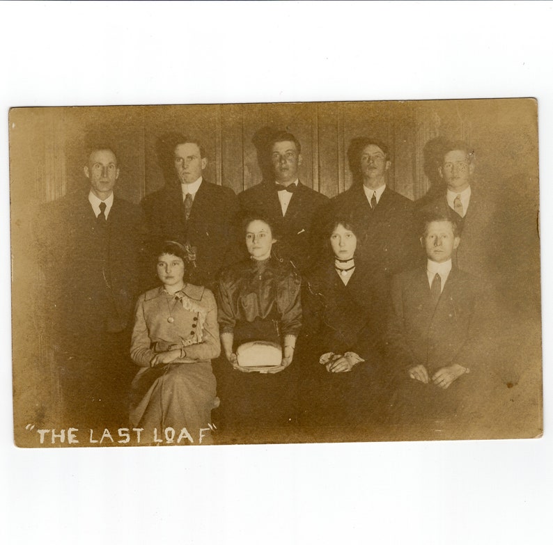 bizarre antique rppc group photo The last loaf