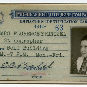 Michigan Bell Telephone Company, vintage employee photo ID badge image 2