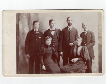 Family of 6, antique cabinet card photo