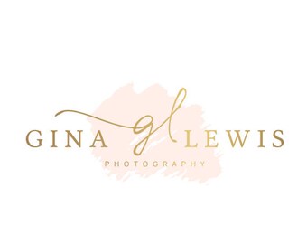 Gold Photography Logo Design Cursive Font Logo Pink and Gold Logo