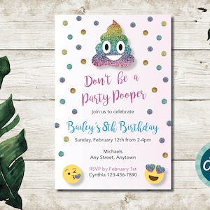 Glitter Party Pooper Birthday Invite