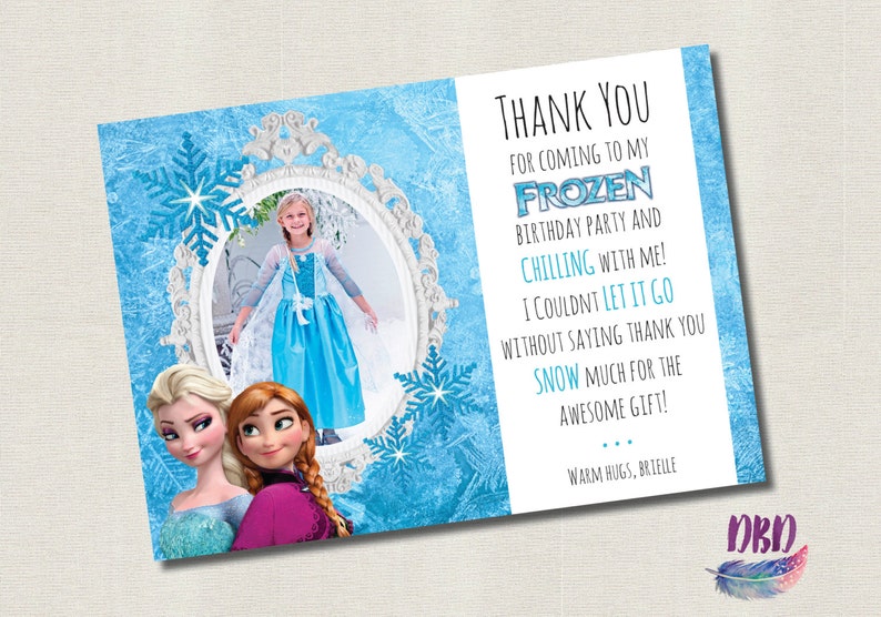 FROZEN Birthday Thank you Card // Elsa and Anna Birthday Thank Etsy