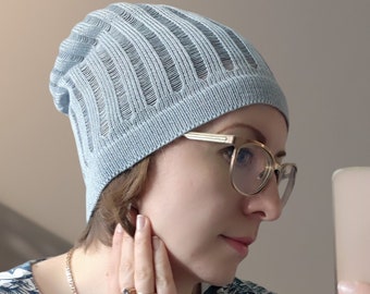 Linen Handmade Knit Summer Hat Beanie Light Unisex Breathable Comfortable Made in Estonia