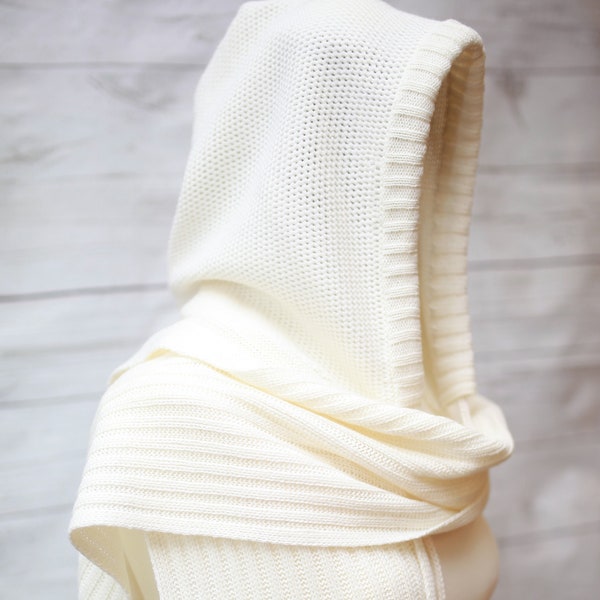 Merino Wolle handgemachter Kapuzenschal für Frauen weich und warm Perfektes Weihnachtsgeschenk