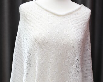 Merino Handmade Knit Womens Poncho, Knit Shawl, Wedding Shawl, Luxurious Lightweight Poncho Perfect Gift