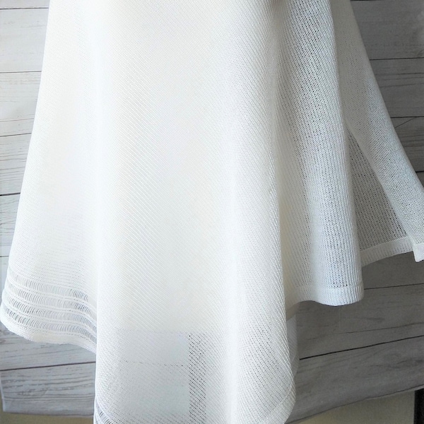 White Linen Handmade Knitted Womens Poncho, Knit Shawl, Luxurious Lightweight Summer Poncho Perfect Mother's Day Gift
