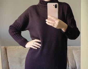 Merino Wool Oversize Knitted dress Soft Warm Turtleneck Dress with High Neck Made in Estonia Perfect Mother's Day Gift