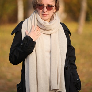 Cashmere Luxury Handmade Long Scarf Soft and Warm Perfect Mother's Day Gift Made in Estonia Beige