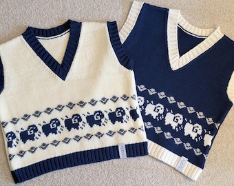 Baby Alpaca Merino Wool Knit Vest: Lamb Pattern Toddler Waistcoat perfect gift