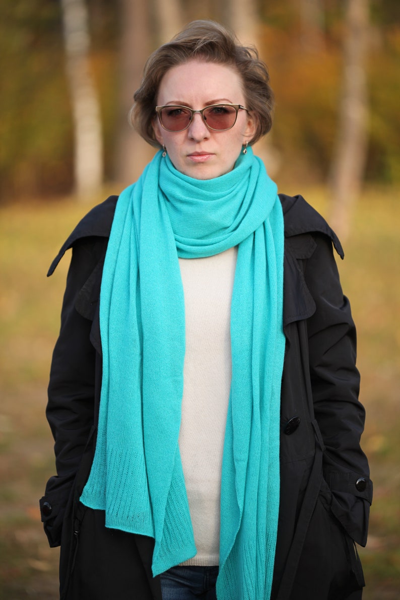 Cashmere Luxury Handmade Long Scarf Soft and Warm Perfect Mother's Day Gift Made in Estonia Emerald Green