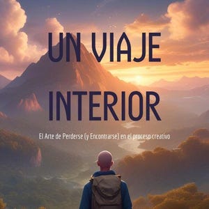 Puede incluir: Portada de libro con el título "UN VIAJE INTERIOR" en letras azules grandes sobre un paisaje montañoso. La portada presenta a una persona con una mochila mirando una cordillera. El autor es "MOISÉS ESPINO".
