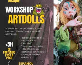 Spanish Course – Elven Art Doll Tutorial (Polymer Clay) | Step-by-Step PDF + Video | Fantasy Elf Sculpture Digital Download