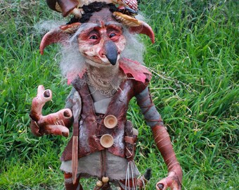 Big Goblin-Micoelius Funghini-Artdoll,mushroom,Ooak,Limited edition, creature, cryptid, Sculpture, Froud, oddities, fairy,Labyrinth, odd
