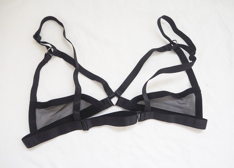 Open Bra Half Cup Bondage Harness Kinky Fetish Black Bralette Harness Lingerie Goth Underwear Cage Bra Wicca Witch Gothic Occult Demi Bra OS