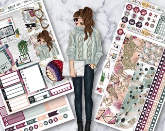 MINI Weekly Kit / Get It Girl / Planner Stickers / Fits Erin Condren Vertical & MAMBI / Hand Drawn / Girl Boss