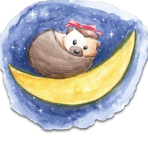 Sticker Little Baby Hedgehog Sleeping. For Window, car, Laptop