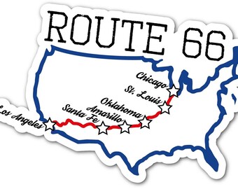 Decal vinyl Sticker "Route66". Car, window, bumper, laptop.