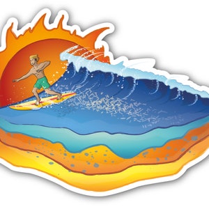 Sticker "Surf The Wave". Per vetri, automobili, laptop.